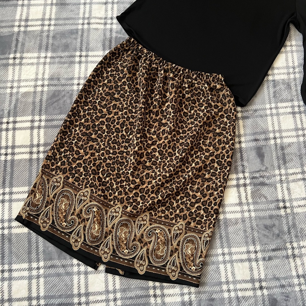 Brown and Tan Knee-Length Pencil Skirt for Work